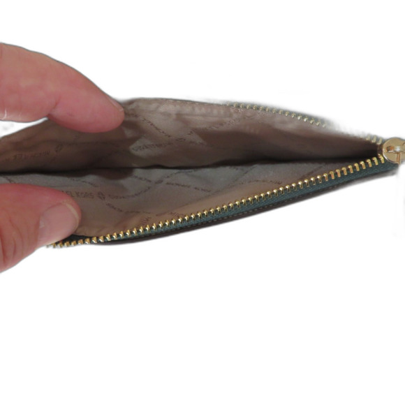 Michael Kors Green Folded Double Zip Wristlet Wallet - Picture 6 of 11